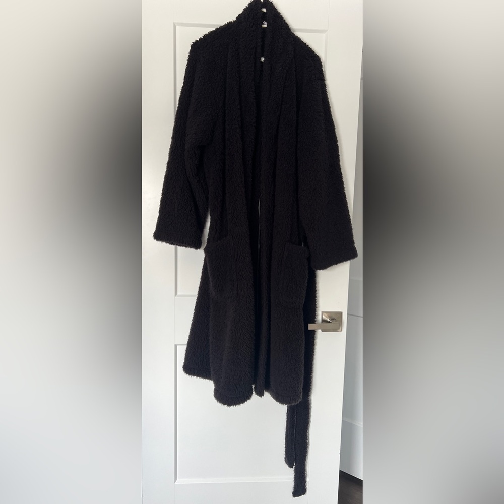 Pottery Barn Black Plush Robe